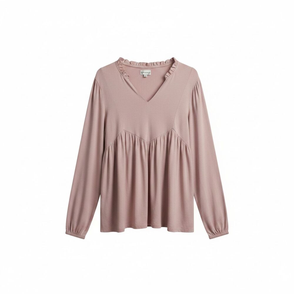 Wonderly Womens Long Sleeve Top Large Pink Casual Shirt